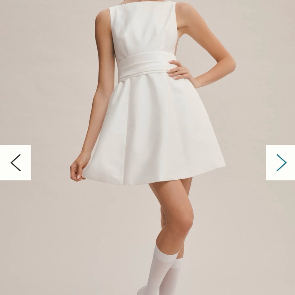 Watters Ivory Short Bridal Dress with Bow Back - Picture 3 of 6